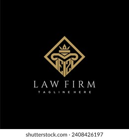 EZ initial monogram logo for lawfirm with pillar in creative square design