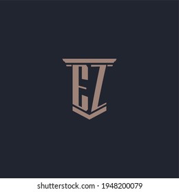 EZ initial monogram logo with pillar style design