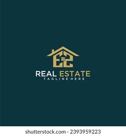 EZ initial monogram logo for real estate with home shape creative design