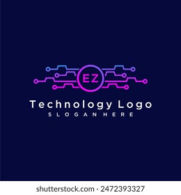 EZ initial monogram for technology logo with circle style design