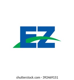 EZ initial overlapping swoosh letter logo blue green