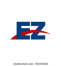 EZ initial overlapping swoosh letter logo blue red