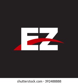 EZ initial overlapping swoosh letter logo white red black background