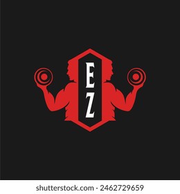 EZ iniciales fitness sport gym logo diseño Vector