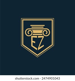 Logo de la firma de abogados EZ Initials con elemento de ley creativo