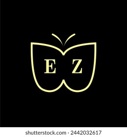 EZ Initials Luxury Butterfly logo Vector illustration