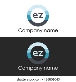 EZ letter a circle shape icon logo white blue