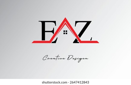 EZ Letter House Logo – Creative Real Estate Monogram with Roof Icon and Home Shape for Property, Architecture and Modern Branding
