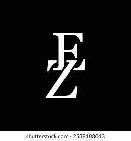 Conceito de logotipo da letra EZ isolado no fundo branco. Logotipo ZE