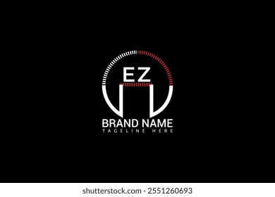 Diseño creativo del logotipo de la letra de EZ. EZ diseño único. EZ diseño del logotipo de la letra en el fondo negro.