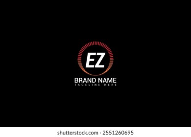 Diseño creativo del logotipo de la letra de EZ. EZ diseño único. EZ diseño del logotipo de la letra en el fondo negro.