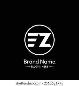 EZ Letter Logo Design (Design de logotipo com letra EZ). Fundo preto.