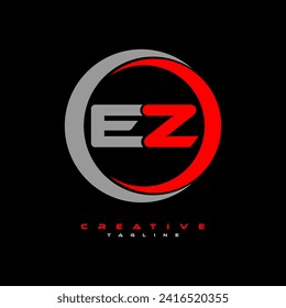 Diseño del logotipo de la letra EZ sobre fondo negro. Concepto del logo de la carta de las iniciales creativas de EZ. Diseño de letras EZ.