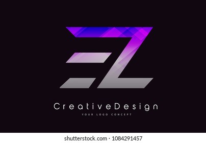 EZ Letter Logo Design in Purple Texture Colors. Creative Modern Letters Vector Icon Logo Illustration.