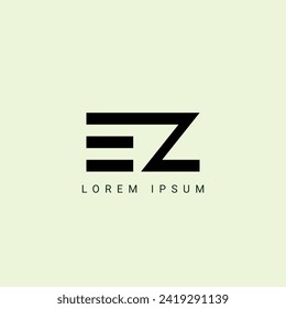 EZ Letter Logo Design Vector Template. Alphabet Initial Letter EZ Logo Design With Glossy Reflection Business Illustration