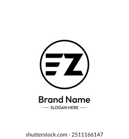 EZ Letter Logo Design (Design de logotipo com letra EZ). Fundo Branco.