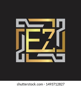 EZ Letter logo initial capital monogram with abstrac ornament