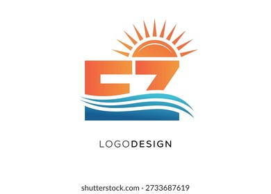 EZ-Buchstabe Logo Monogramm Sun Wave Modernes Branding-Design