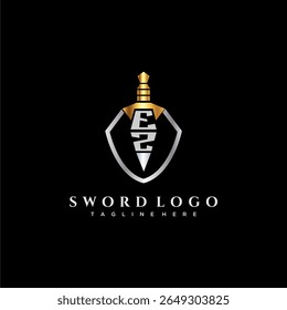 Letra EZ monograma de luxo para imagem estilo escudo e espada