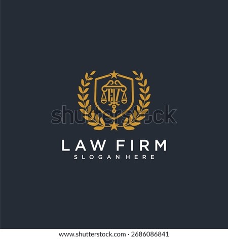 EZ letter monogram logo for lawfirm with pillar and leaf image design