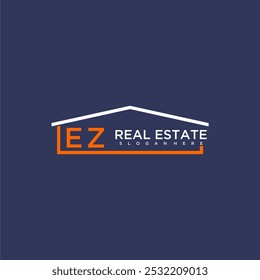 Logotipo de forma de telhado carta EZ para imóveis com design de ícone de casa