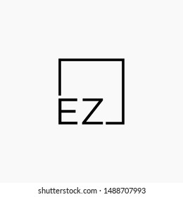 EZ Logo design with square frame line art. business consulting concept. studio,room,group icon - vector