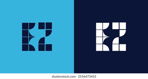 EZ logo design with tile shape. Minimalist and modern vector illustration design suitable for business or brand