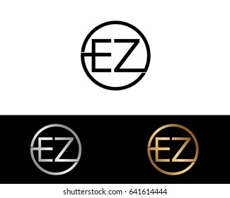 Ez Logo. Letter Design Vector with Red and Black Silver, Gold  Colors
