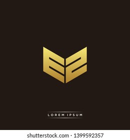 EZ Logo Letter Initial Logo Designs Templete with Gold and Black Background