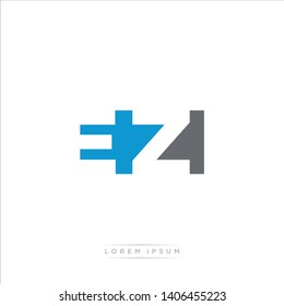 EZ Logo Letter with Modern Negative space - Blue and Grey Color EPS 10