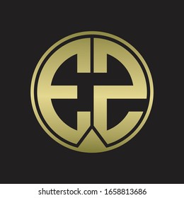 EZ Logo monogram circle with piece ribbon style on gold colors