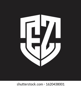 EZ Logo monogram with emblem shield shape design isolated on black background