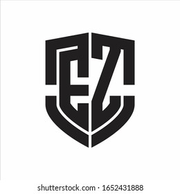 EZ Logo monogram with emblem shield shape design isolated on white background