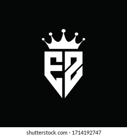 Estilo de emblema monogramo del logotipo EZ con plantilla de diseño de forma de corona