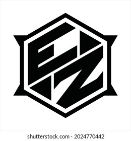 EZ Logo monogram with hexagon and sharp shape design template