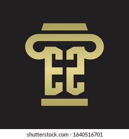 EZ Logo monogram with pillar style design template with gold colors