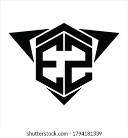 EZ Logo monogram with wings arrow around design template on white background