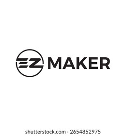 Logotipo EZ Maker - marca DIY inventiva para artesãos, construtores e técnicos tinkerers. Designs divertidos mas funcionais que celebram a criação prática.

