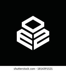 EZ monogram logo with cube style design template isolated on black background