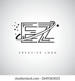 EZ Orbit Monogram Logo - Futuristic Minimal Letter mark with Circular Line Art, Tech-Inspired Dots and Space Motion Concept for Modern Branding Identity (Logotipo Monográfico de Órbita EZ - Marca de Letra Mínima Futurista com Linha de Arte Circular, Pontos Inspirados na Tecnologia e Conceito de Movimento Espacial para Identidade de Marca Moderna)
