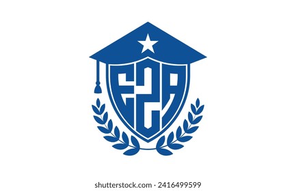 Plantilla vectorial de diseño de logotipo académico de letras iniciales EZA. monograma, resumen, escuela, universidad, universidad, graduación, símbolo, escudo, modelo, instituto, educativo, canter de entrenamiento, tecnología, signo, insignia