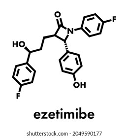 Ezetimibe cholesterinsenkendes Arzneimittelmolekül. Skelettformel.