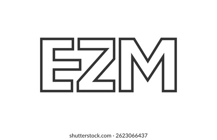 PLANTILLA de diseño de logotipo EZM con texto fuerte y moderno en negrita. Logotipo de Vector inicial basado en tipografía simple y mínima. Identidad de empresa de moda ideal para la presencia de la marca de las empresas.