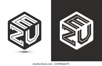 EZU letter logo design with illustrator cube logo, vector logo modern alphabet font overlap style. Premium Business logo icon. White color on black background