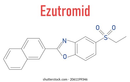 Ezutromid Drug Molecule. 	
Investigational Treatment Of  Duchenne Muscular Dystrophy. Activator Of Utrophin. Skeletal Formula.