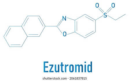 Ezutromid Drug Molecule. 	
Investigational Treatment Of  Duchenne Muscular Dystrophy. Activator Of Utrophin. Skeletal Formula.