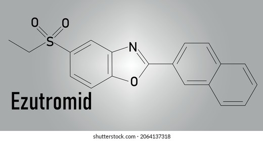 Ezutromid Drug Molecule. 	
Investigational Treatment Of  Duchenne Muscular Dystrophy. Activator Of Utrophin. Skeletal Formula.