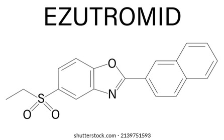 Ezutromid Drug Molecule. Investigational Treatment Of Duchenne Muscular Dystrophy. Activator Of Utrophin. Skeletal Formula.