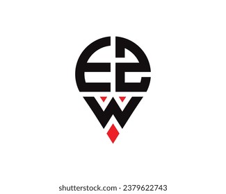 Diseño del logotipo de la forma de ubicación de la letra EZW. Diseño sencillo del logotipo de ubicación de la carta EZW.