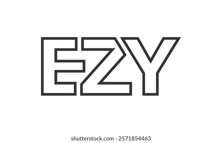 EZY logo design template with strong and modern bold text. Initial based vector logotype featuring simple and minimal typography. Trendy company identity ideal for businesses brand presence.